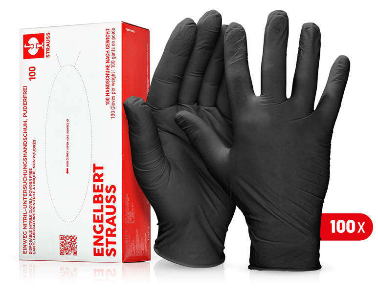 Vue principale, Revêtement, Gants de labor.nitrile à usage unique, sans poudre, noir