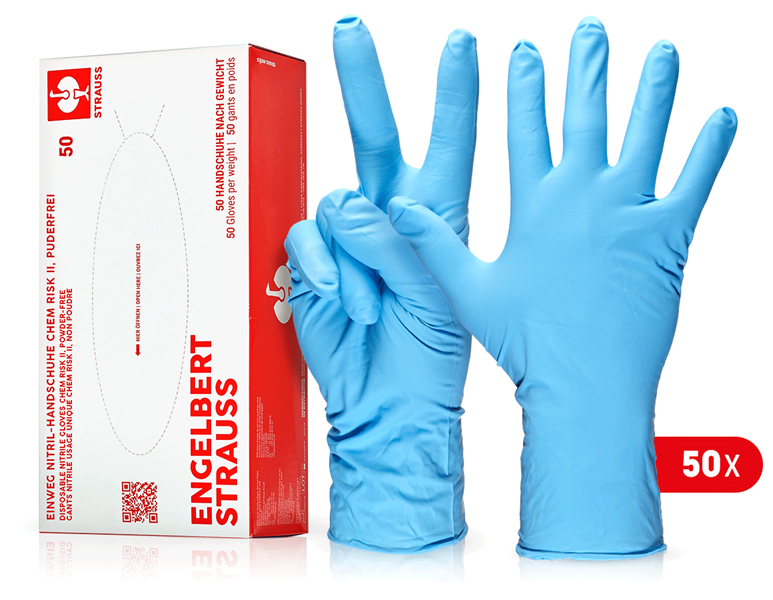 Vue principale, Revêtement, Gants nitrile usage unique Chem Risk II,non poudre