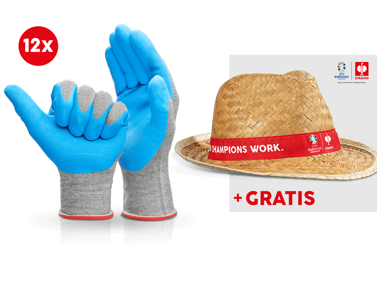 12x Nitril-Handschuhe evertouch micro+EURO2024 Hut