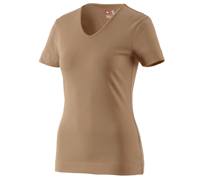 Hoofdaanzicht, Basics, e.s. T-Shirt cotton V-Neck, dames, kaki