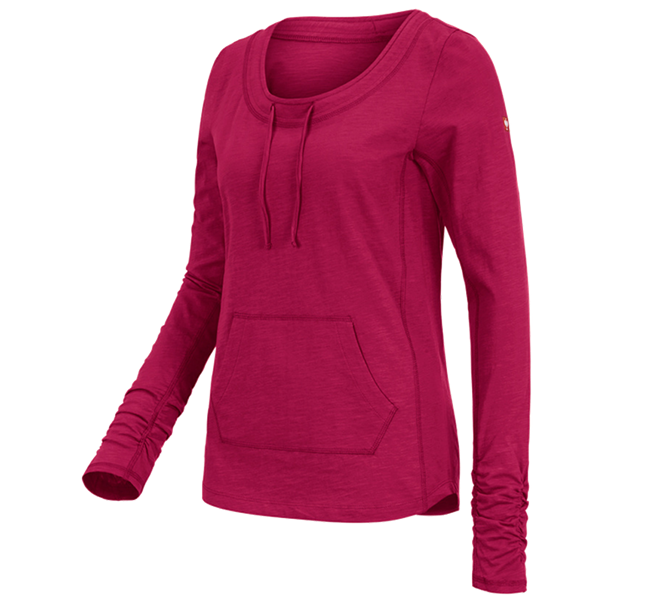 Hoofdaanzicht, Basics, e.s. Longsleeve cotton slub, dames, bessen