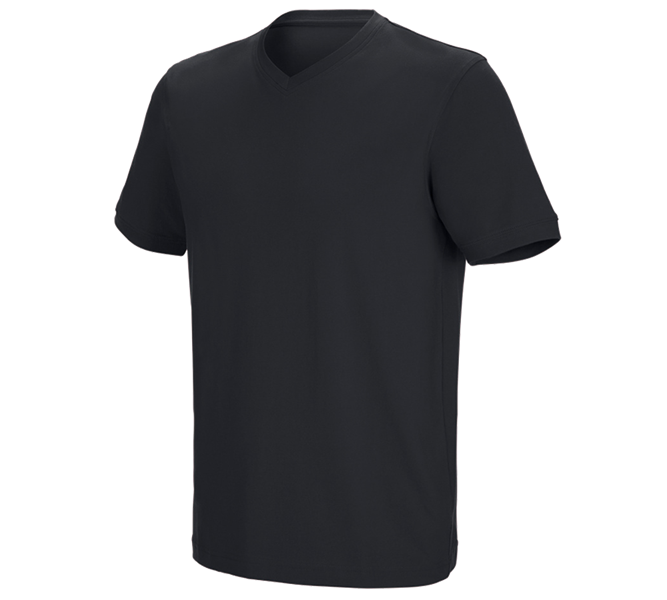 Vue principale, T-Shirts, e.s. T-shirt cotton stretch V-Neck, noir