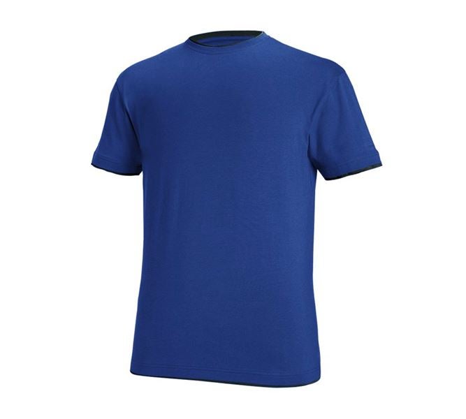 Hoofdaanzicht, T-Shirts, e.s. T-Shirt cotton stretch Layer, korenblauw/zwart