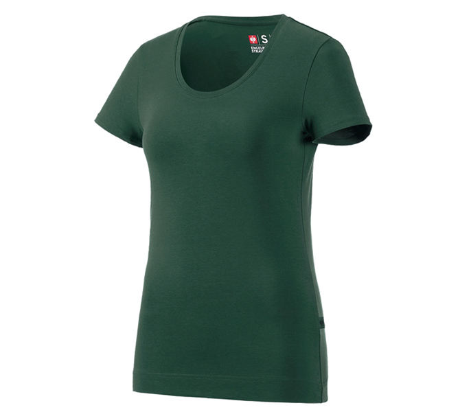 Hoofdaanzicht, Bovenkleding, e.s. T-Shirt cotton stretch, dames, groen