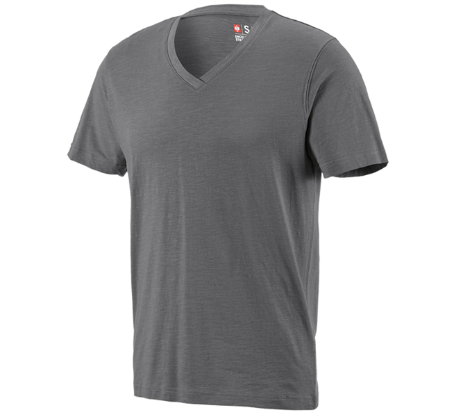 e.s. T-Shirt cotton slub V-Neck