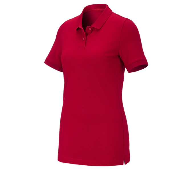 Hoofdaanzicht, Kleding, e.s. Pique-Polo cotton stretch, dames, vuurrood