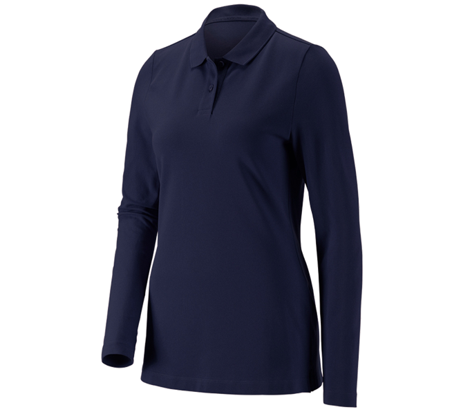 e.s. Pique-Polo longsleeve cotton stretch,dames