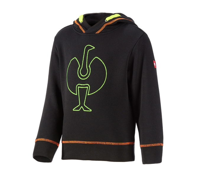 Hoofdaanzicht, e.s.motion 2020, Hoody-Sweatshirt e.s.motion 2020, kinderen, zwart/signaalgeel/signaaloranje