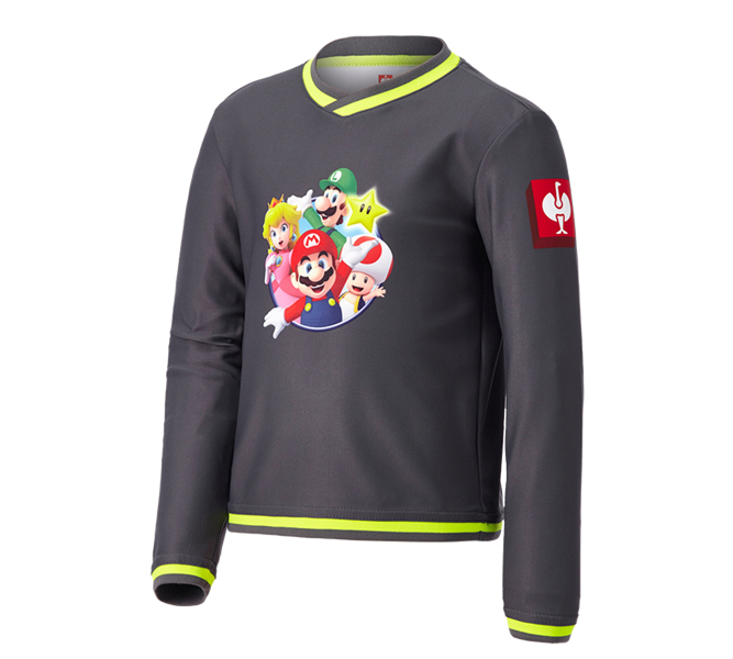 Hoofdaanzicht, SUPER MARIO X STRAUSS, Super Mario Functionele longsleeve, kinderen, antraciet