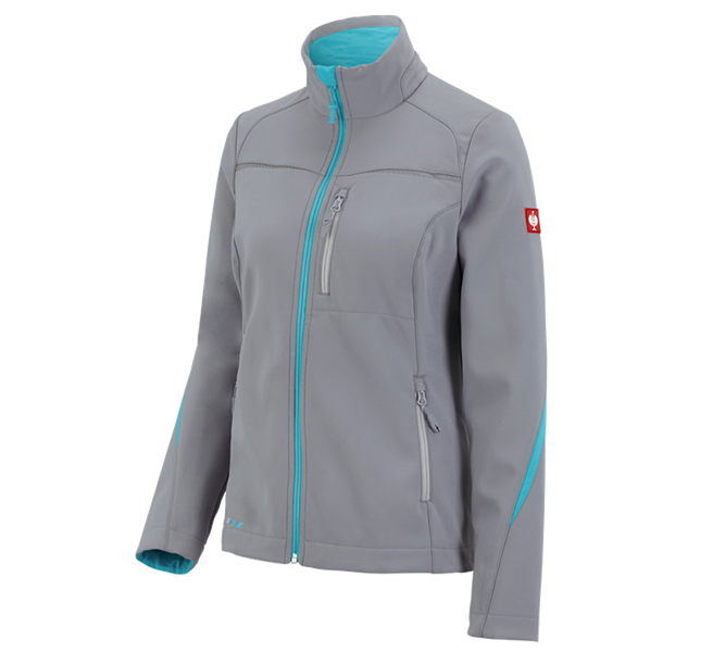 Vue principale, e.s.motion 2020, Veste Softshell e.s.motion 2020, femmes, platine/bleu capri