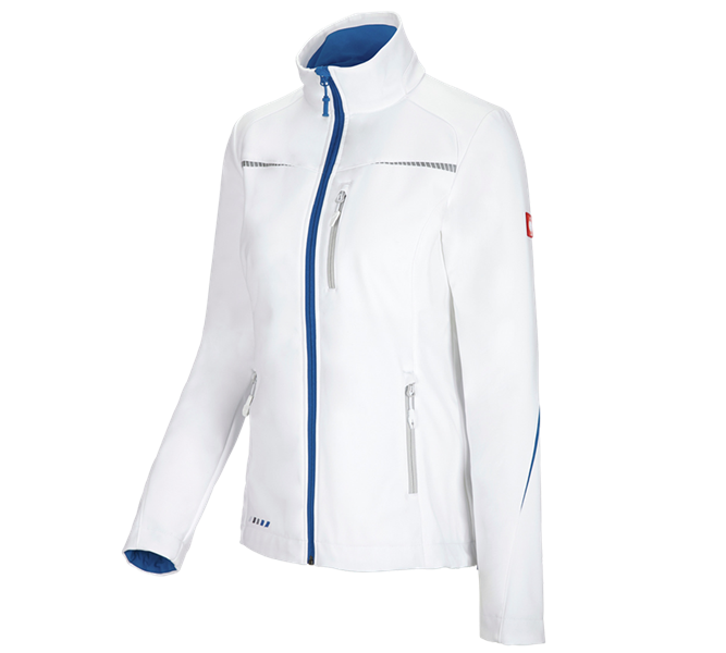 Vue principale, Femmes, Veste Softshell e.s.motion 2020, femmes, blanc/bleu gentiane