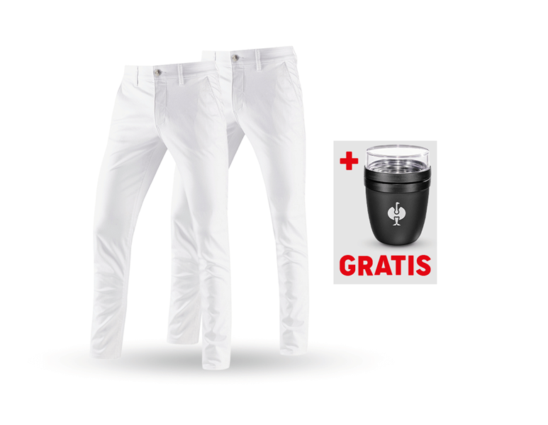 Hoofdaanzicht, Zoeken, SET: 2x e.s. 5-pocket-werkbroek chino, wit