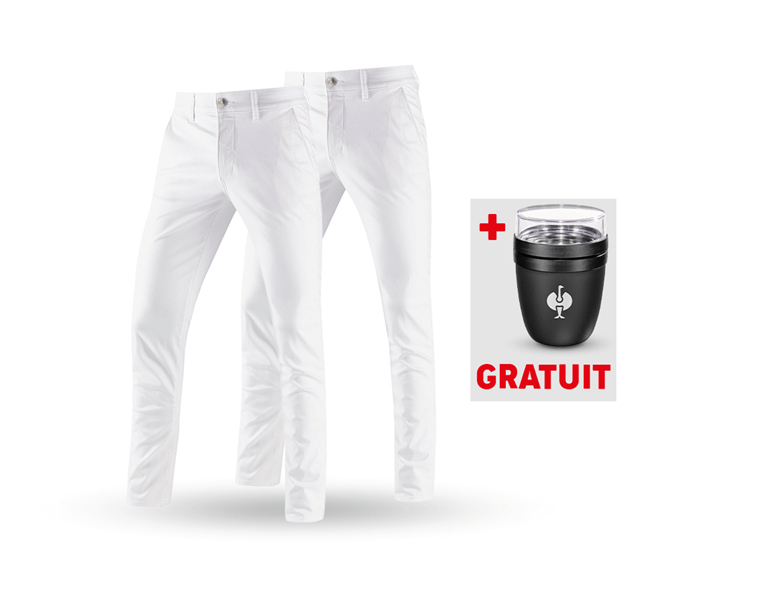 Vue principale, Recherche, KIT : 2x e.s. Pantalon de travail à 5 poches Chino, blanc