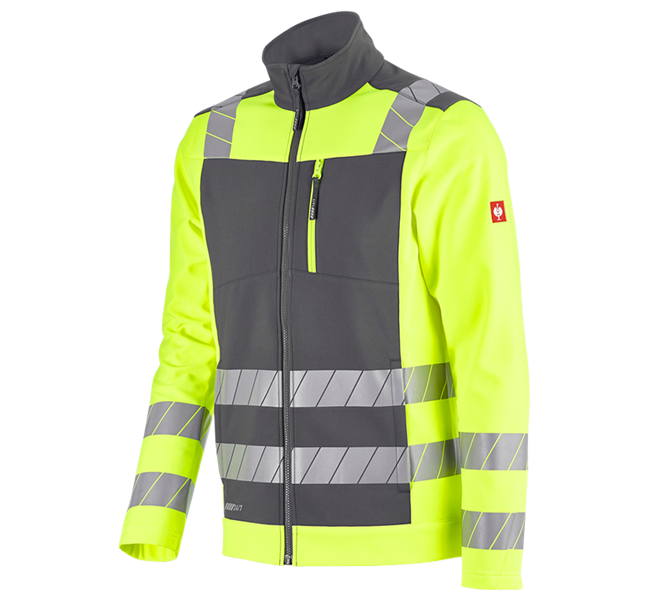 Vue principale, Vestes softshell, Veste softshell de signalisation e.s.motion 24/7, anthracite/jaune fluo