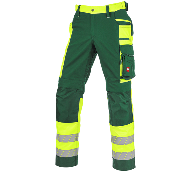 Hoofdaanzicht, Kleding, Veiligheidswerkbroek e.s.motion 24/7, groen/signaalgeel