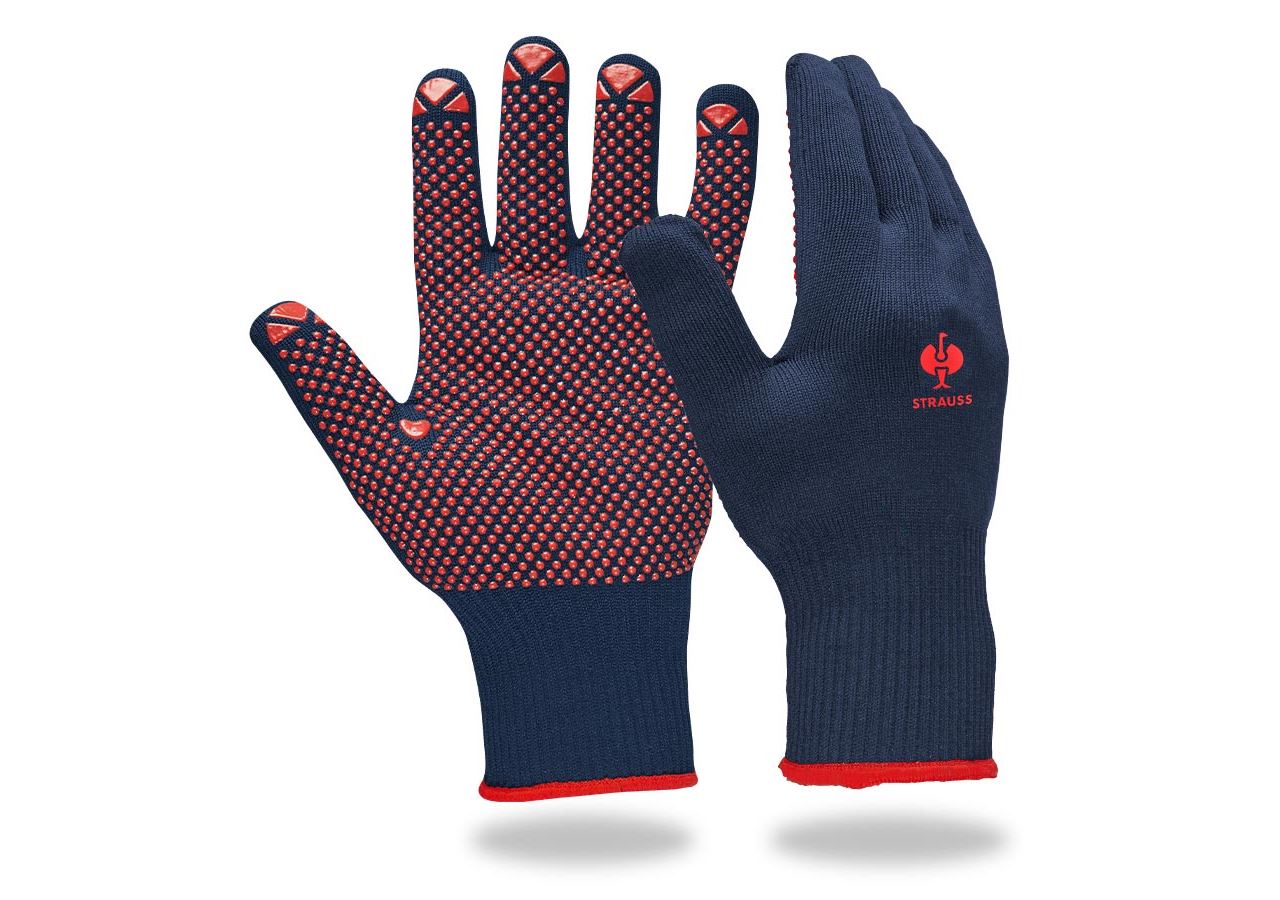 Gecoate: PVC-gebreide handschoenen Rondo + blauw