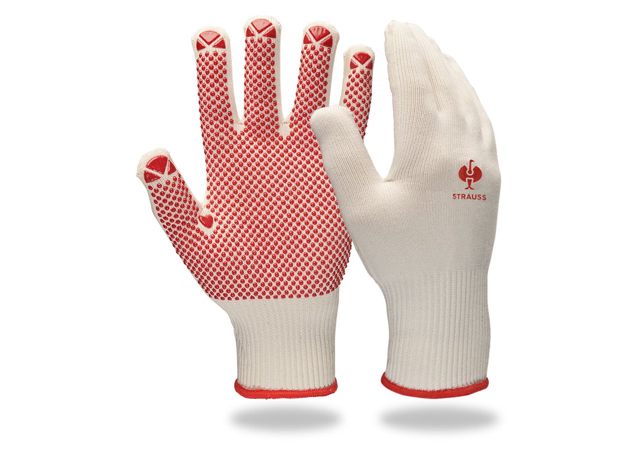 Gecoate: PVC-gebreide handschoenen Rondo + wit