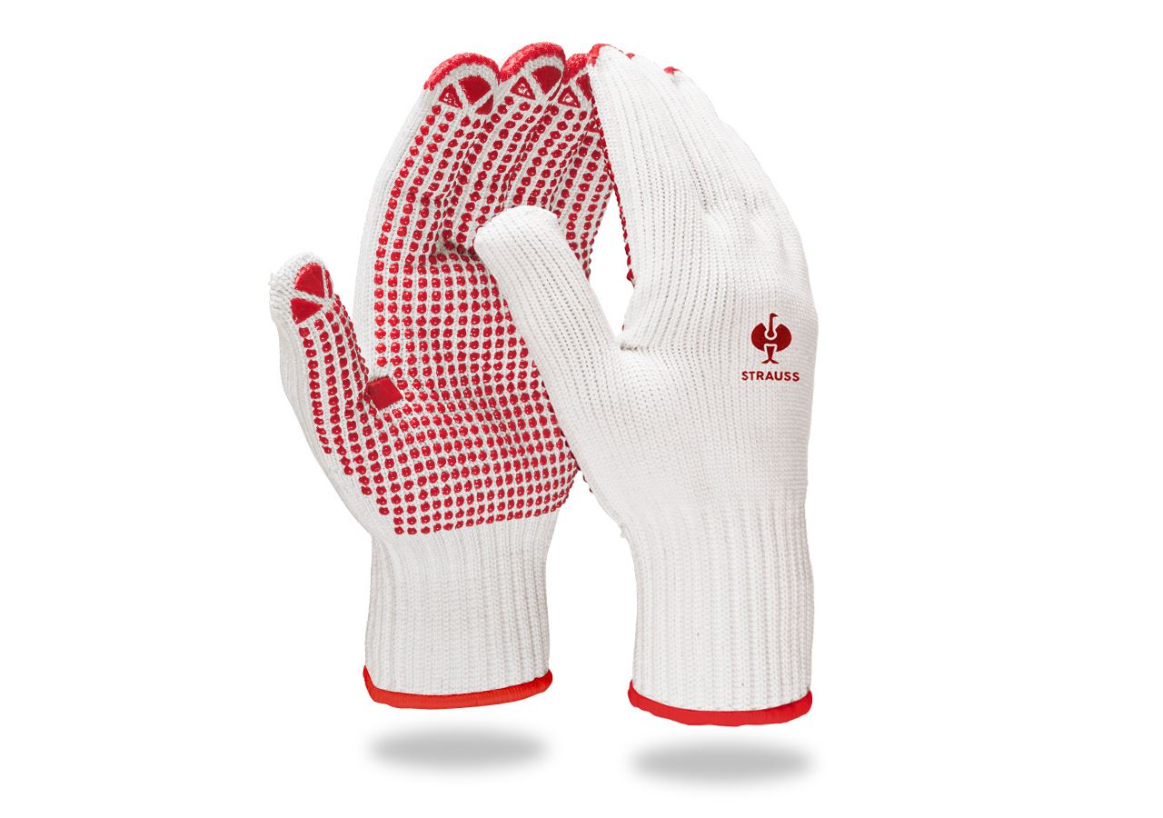 Gecoate: PVC-gebreide handschoenen Red Point + wit