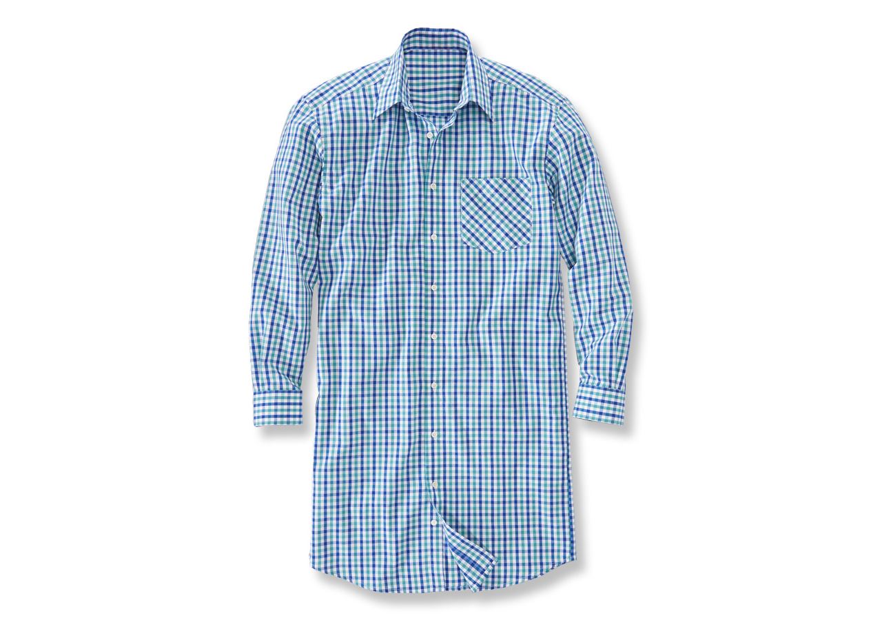Shirts & Co.: Langarm-Hemd Hamburg, extra lang + kornblau/lagune/weiß