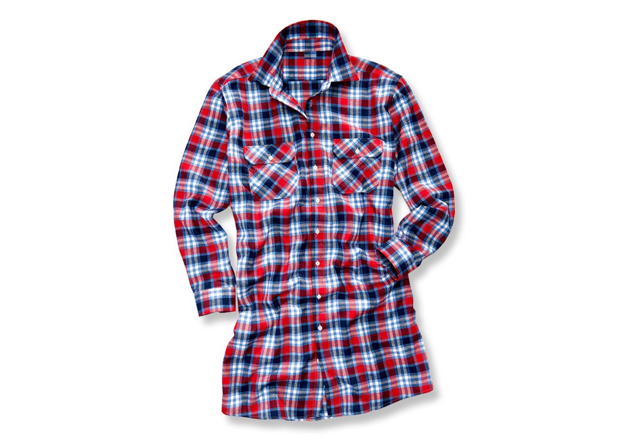 Loodgieter / Installateurs: Katoenen hemd Bergen, extra lang + rood/donkerblauw/kobalt