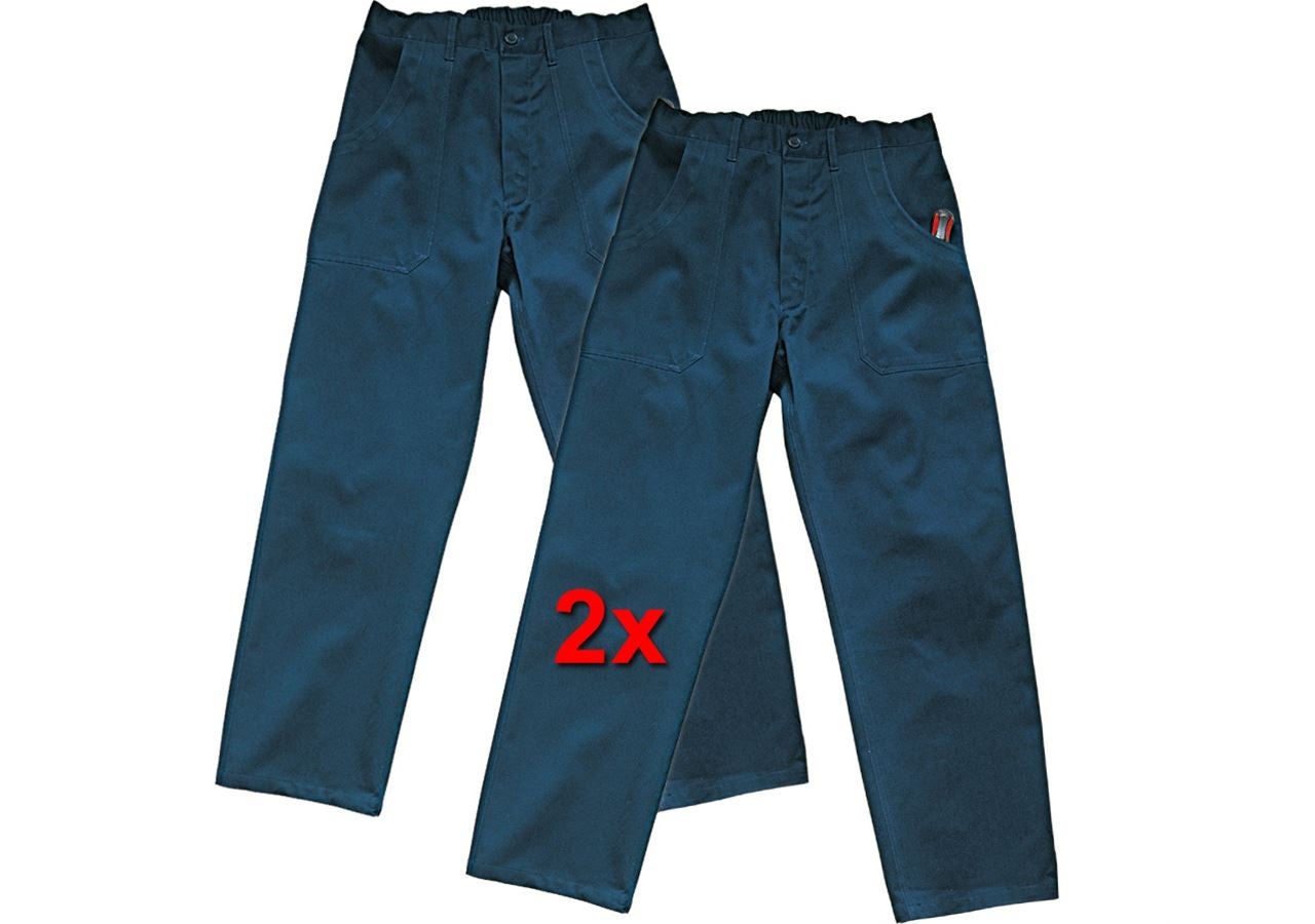 Pantalons de travail: Pantalon élastique Basic, lot de 2 + bleu foncé