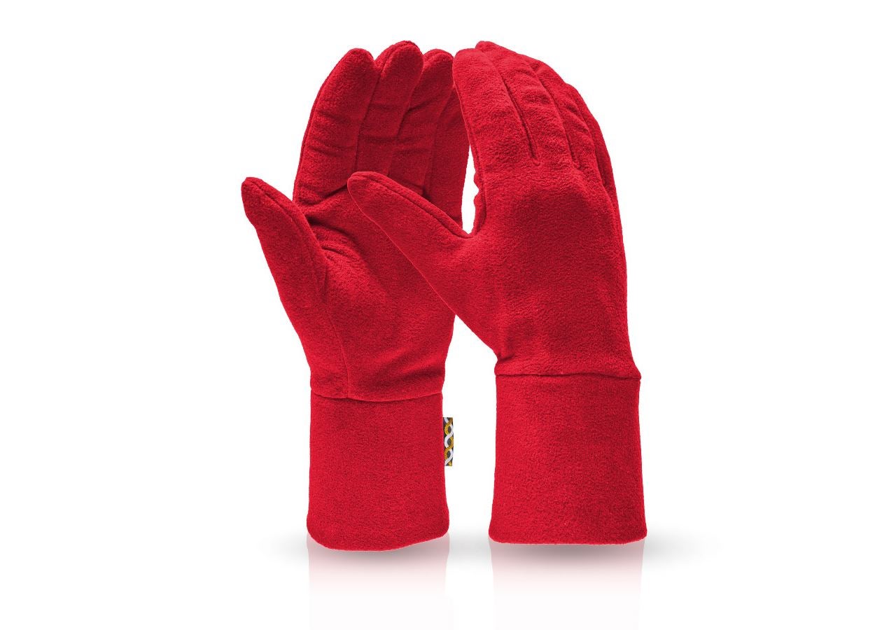 Froid: e.s. Gants en laine polaire FIBERTWIN® microfleece + rouge vif