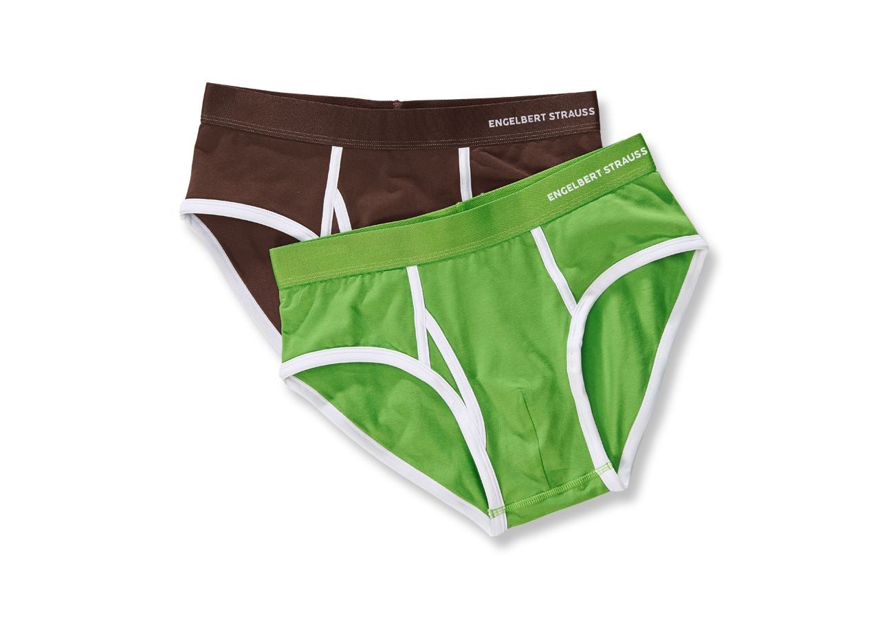Sous-vêtements | Vêtements thermiques: e.s. Slip en coton élastique Colour, lot de 2 + marron+vert d'eau