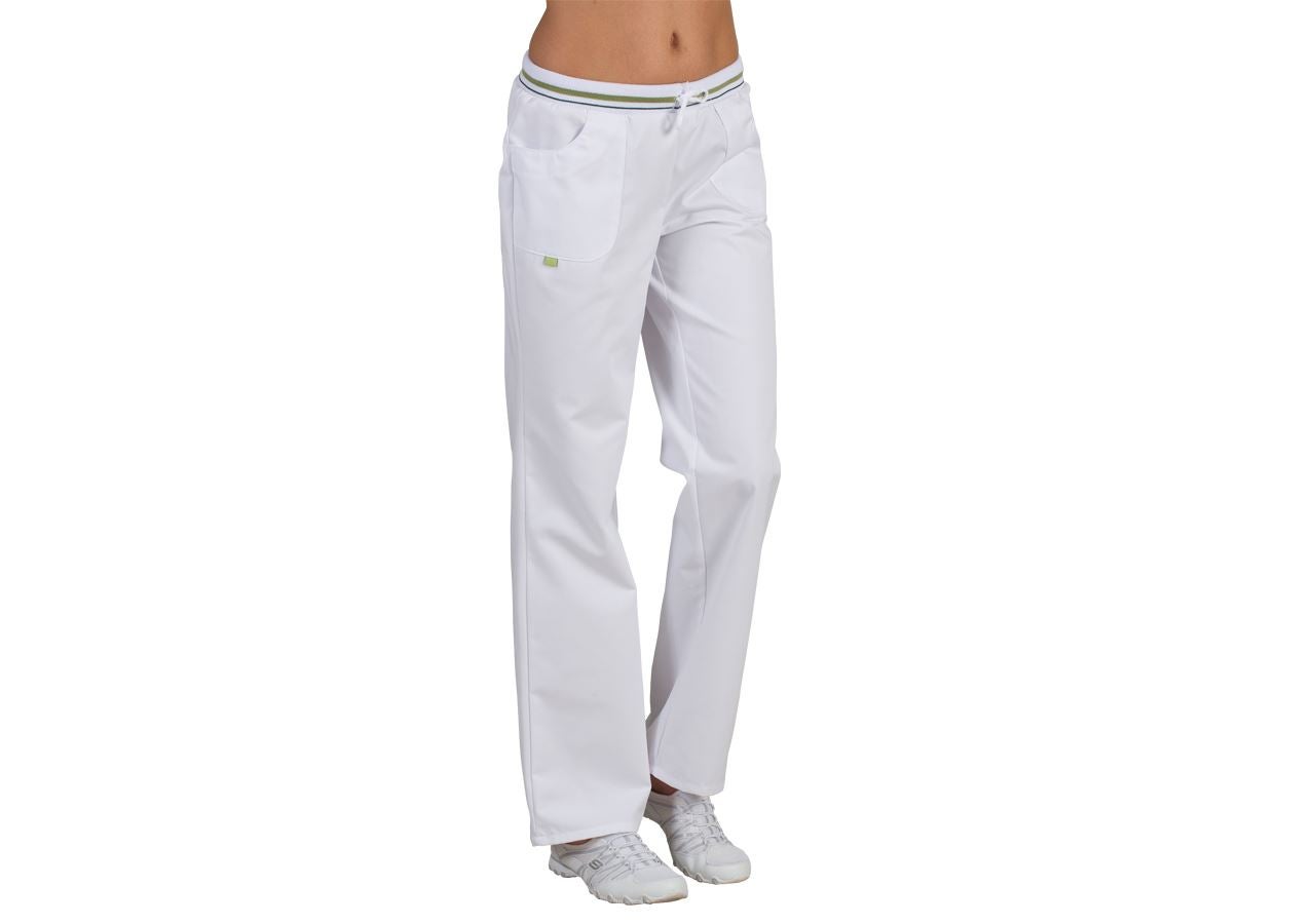 Pantalons de travail: Pantalon pour femme Bianca + blanc/vert pomme