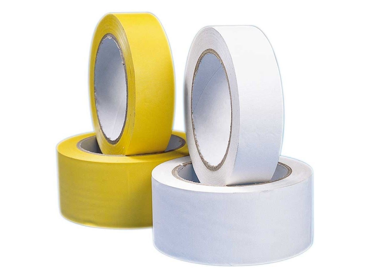 Kunststoffbänder | Kreppbänder: Kunststoff-Klebeband, gelb und weiß + weiß