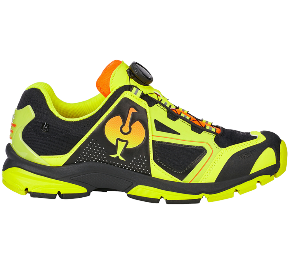 Chaussures: O2 Chaussures de travail e.s. Minkar II + noir/jaune fluo/orange fluo