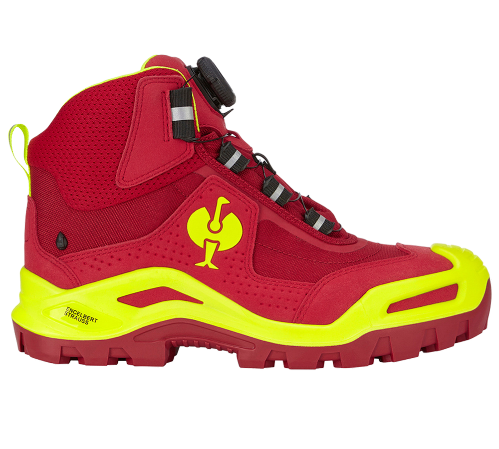 Chaussures: S3 Chaussures hautes de sécurité e.s.Kastra II mid + rouge/jaune fluo