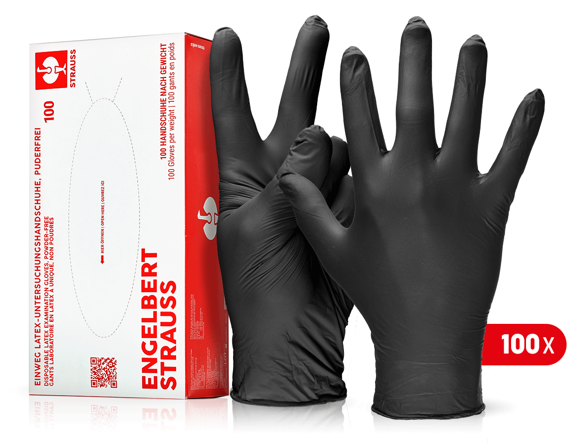 Gants à usage unique: Gants laboratoire en latex à unique, non poudrés + noir