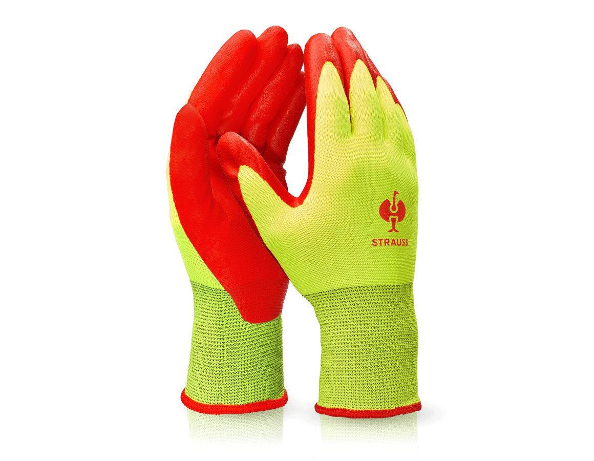 Gecoate: Nitrilschuim handschoenen Flexible Foam + signaalgeel/rood