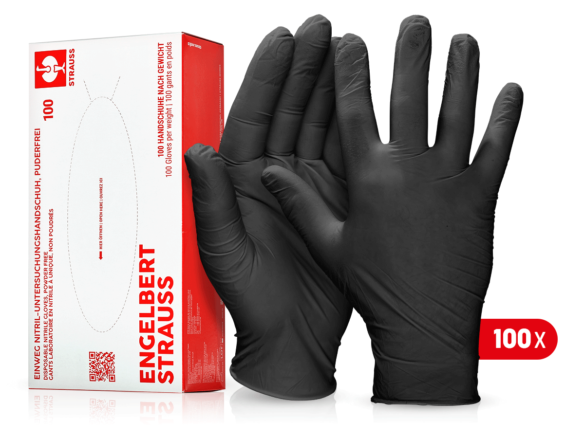 Sécurité au travail: Gants de labor.nitrile à usage unique, sans poudre + noir