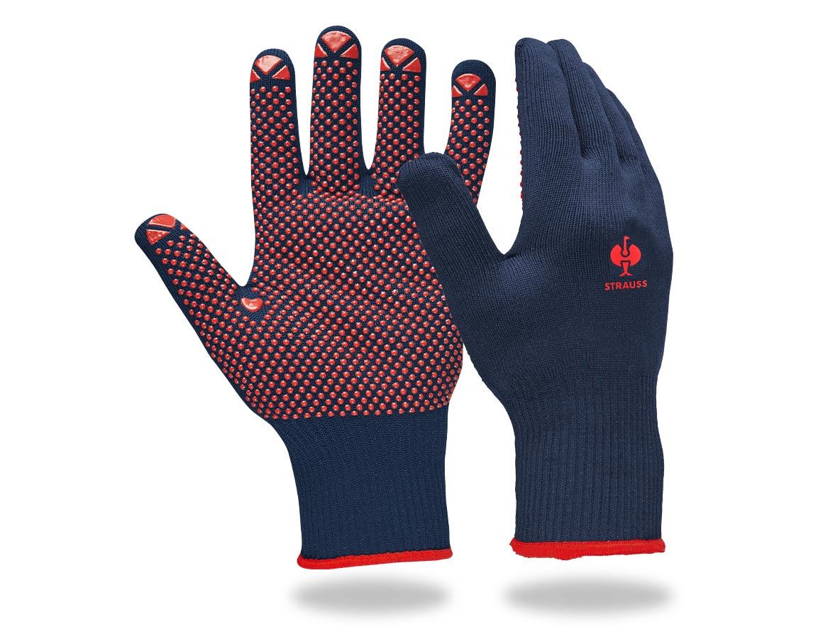 Gecoate: PVC-gebreide handschoenen Rondo + blauw