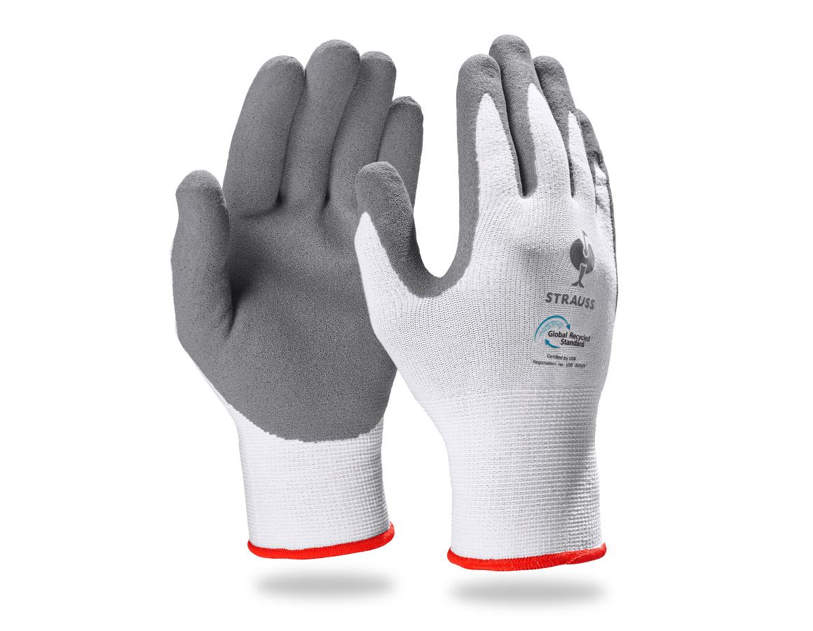 Gecoate: e.s. Nitrilschuim-handschoenen recycled, 3 paar + antraciet/wit