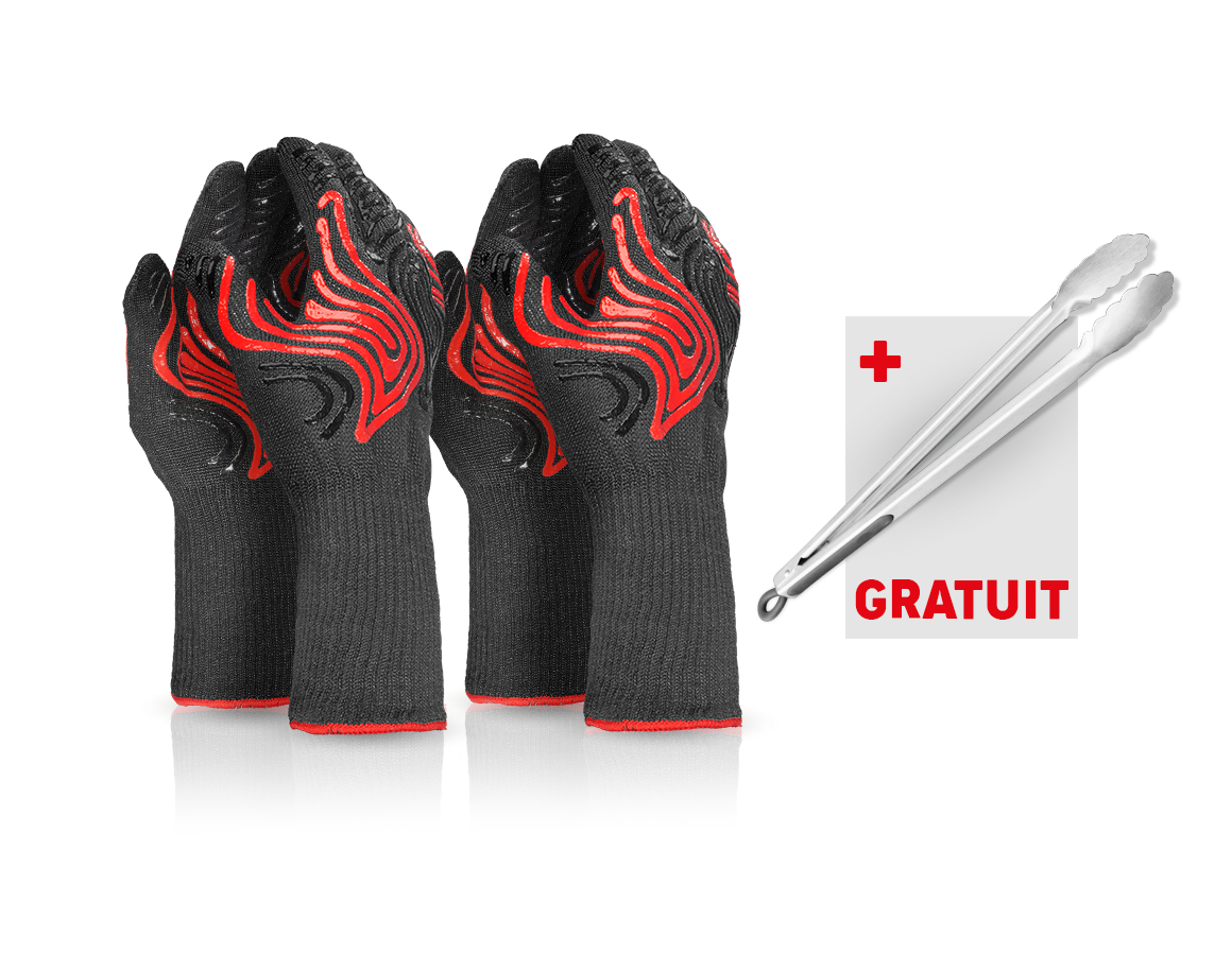 Kits | Accessoires: 2x Gants thermiques heat-expert + pince bbq