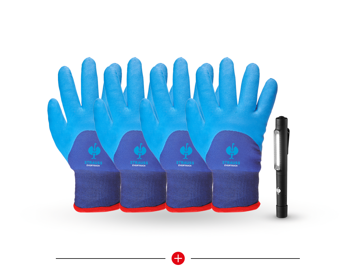 Arbeidsveiligheid: 4x Nitrilhandschoenen evertouch Winter geschenkset + blauw/donkerblauw-melange