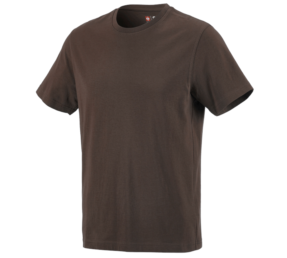 Hauts: e.s. T-shirt cotton + marron