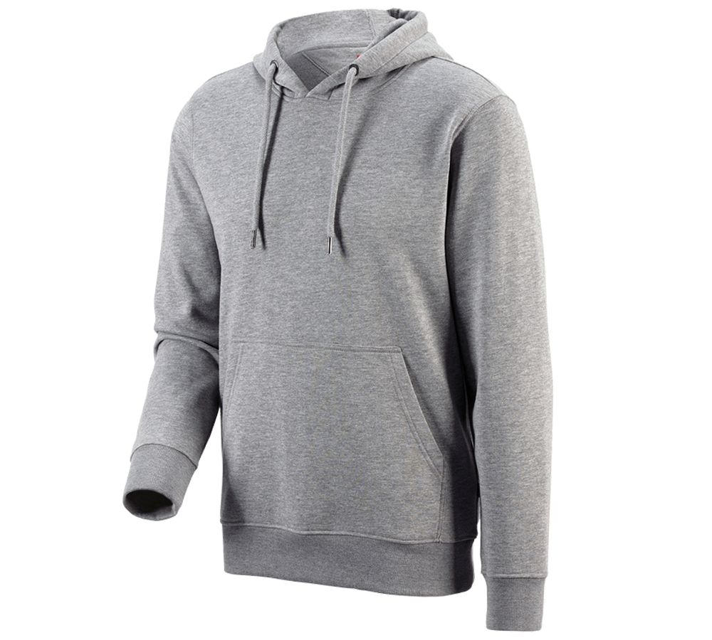 Hauts: e.s. Sweatshirt à capuche poly cotton + gris mélange