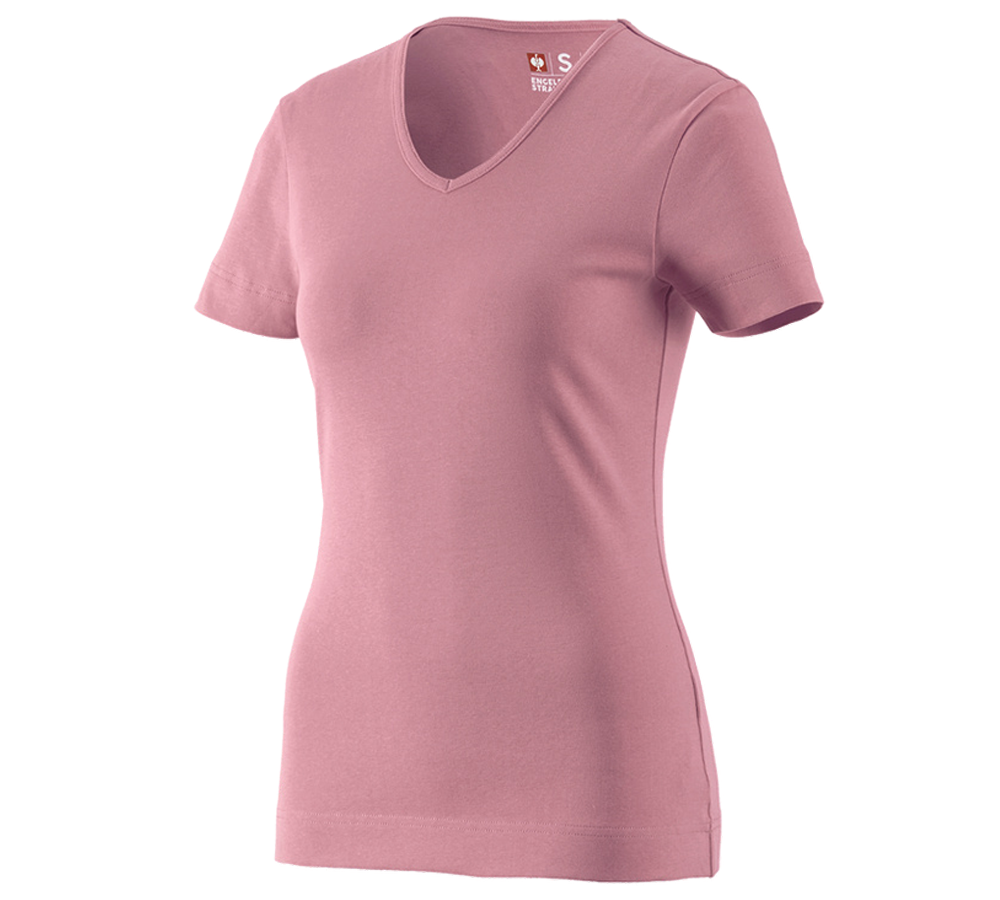 Shirts & Co.: e.s. T-Shirt cotton V-Neck, Damen + altrosa