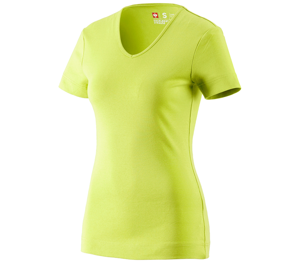 Hauts: e.s. T-shirt cotton V-Neck, femmes + vert mai