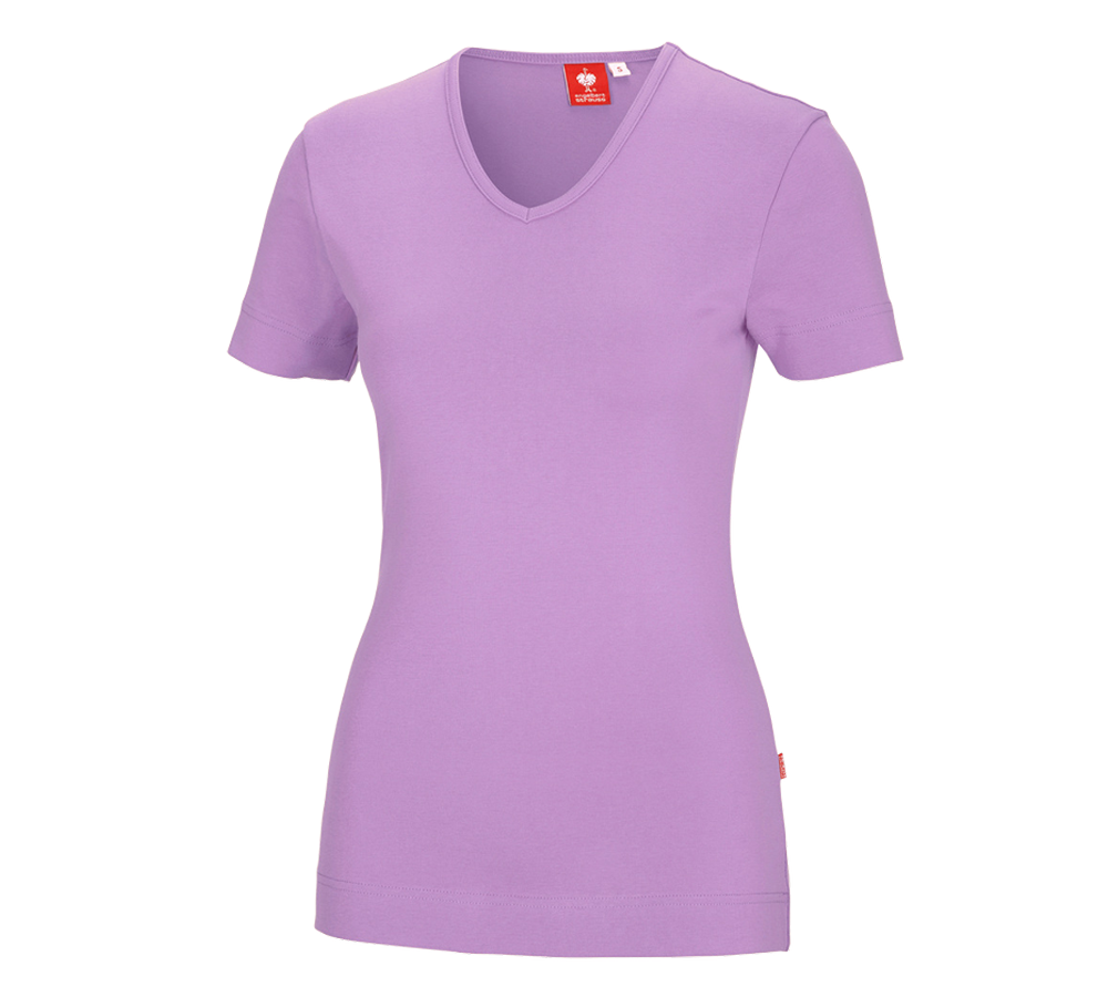 Hauts: e.s. T-shirt cotton V-Neck, femmes + lavande