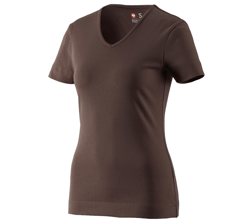 Shirts & Co.: e.s. T-Shirt cotton V-Neck, Damen + kastanie