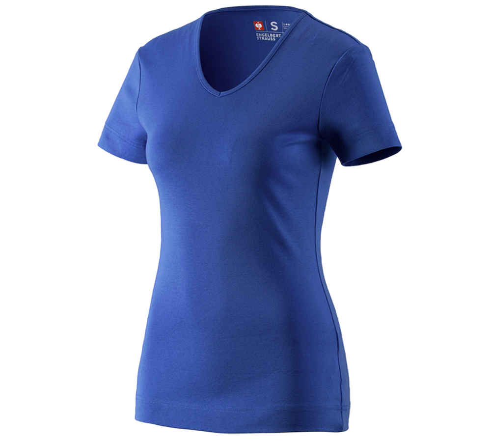 Shirts & Co.: e.s. T-Shirt cotton V-Neck, Damen + kornblau