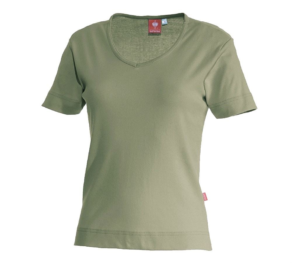 Hauts: e.s. T-shirt cotton V-Neck, femmes + roseau