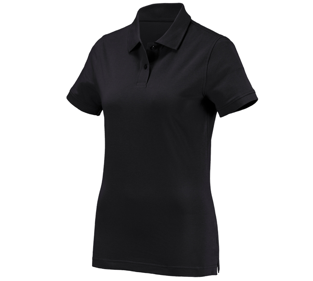 Bovenkleding: e.s. Polo-Shirt cotton, dames + zwart