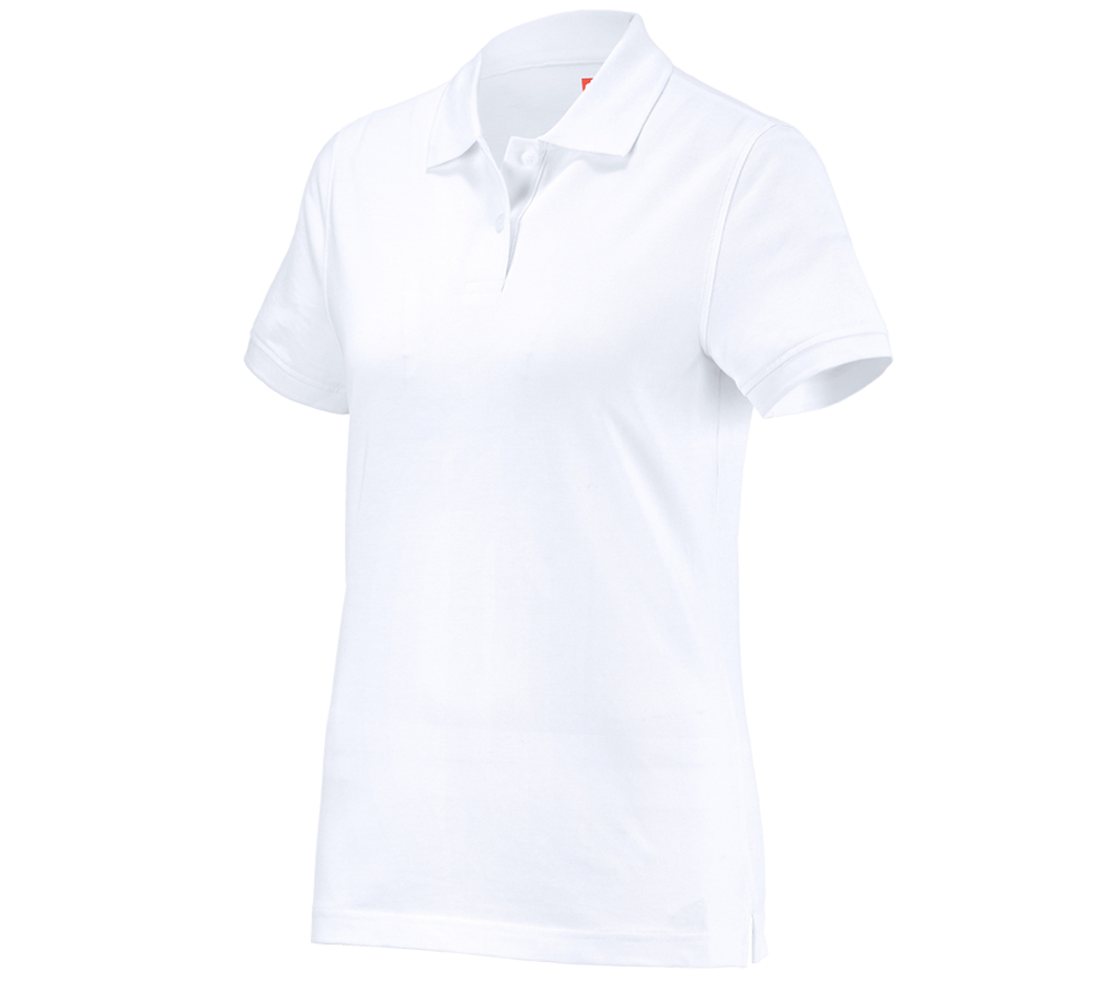 Bovenkleding: e.s. Polo-Shirt cotton, dames + wit