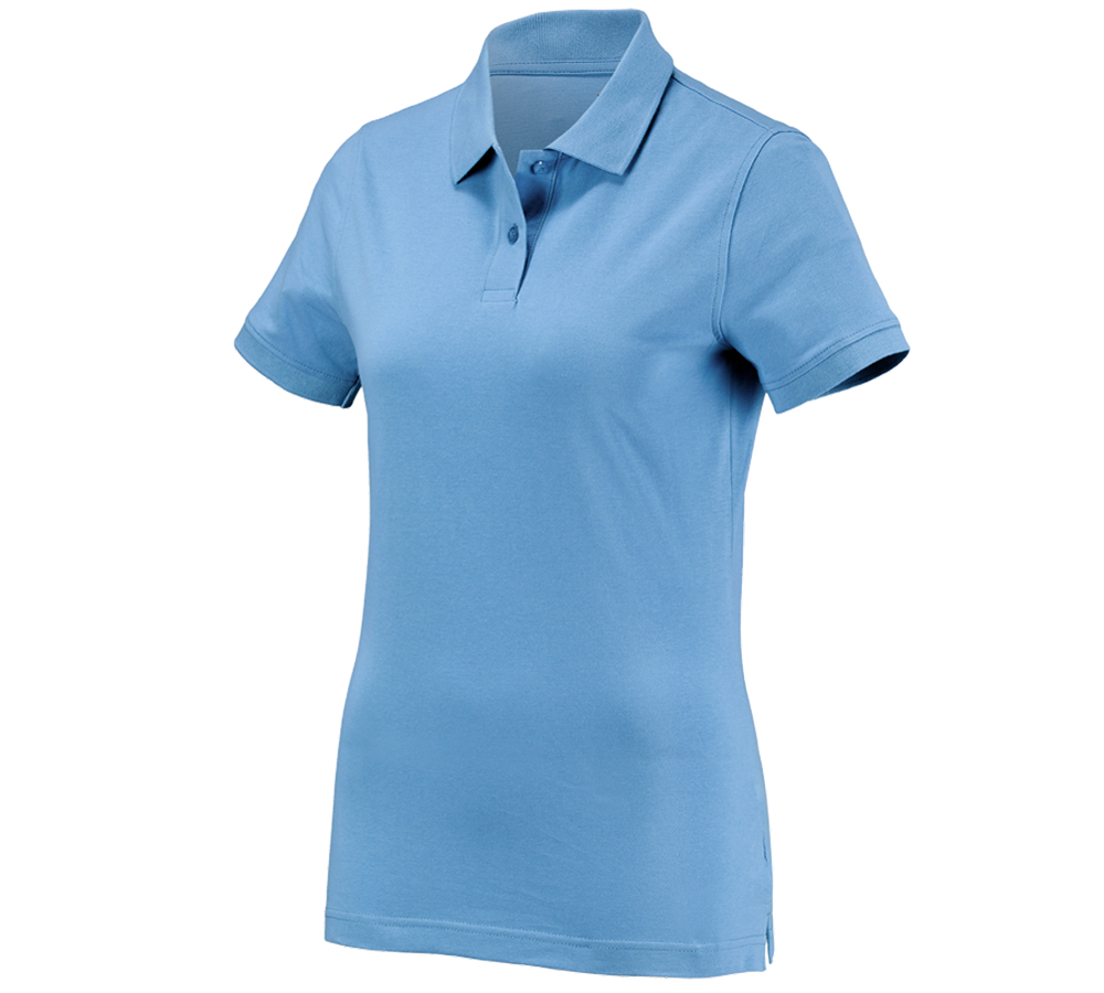 Bovenkleding: e.s. Polo-Shirt cotton, dames + azuurblauw