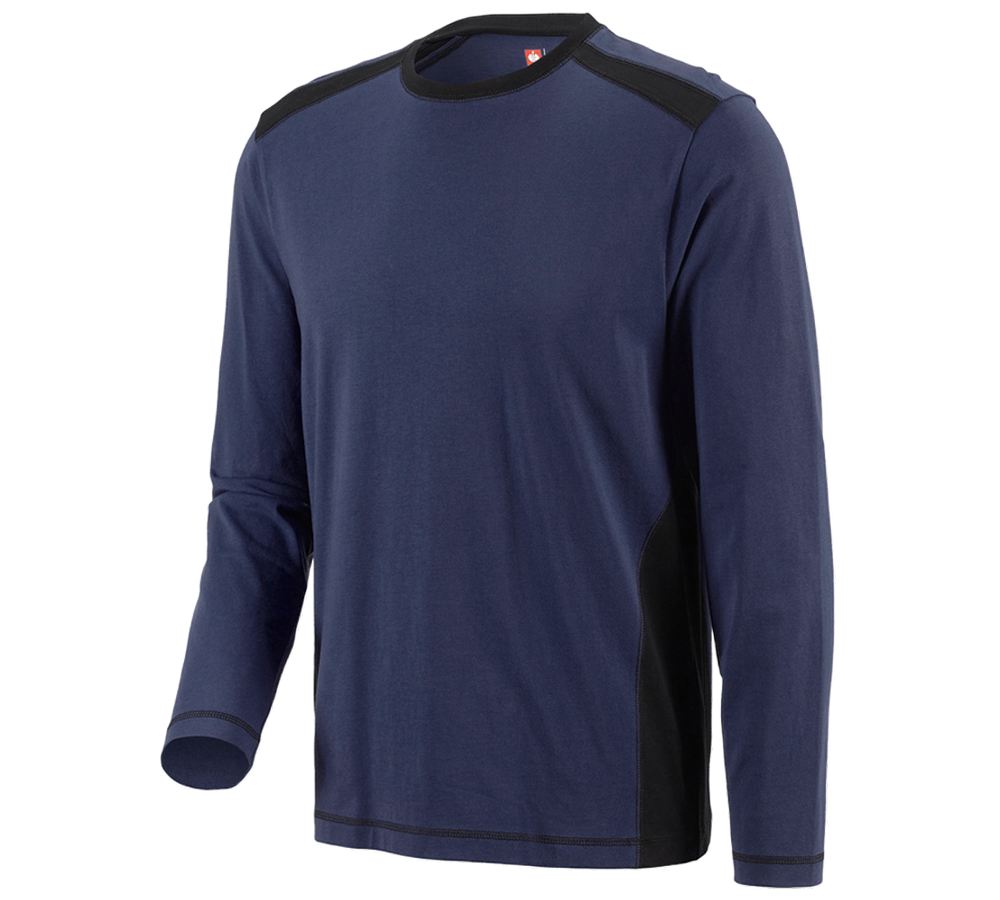 Shirts & Co.: Longsleeve cotton e.s.active + dunkelblau/schwarz